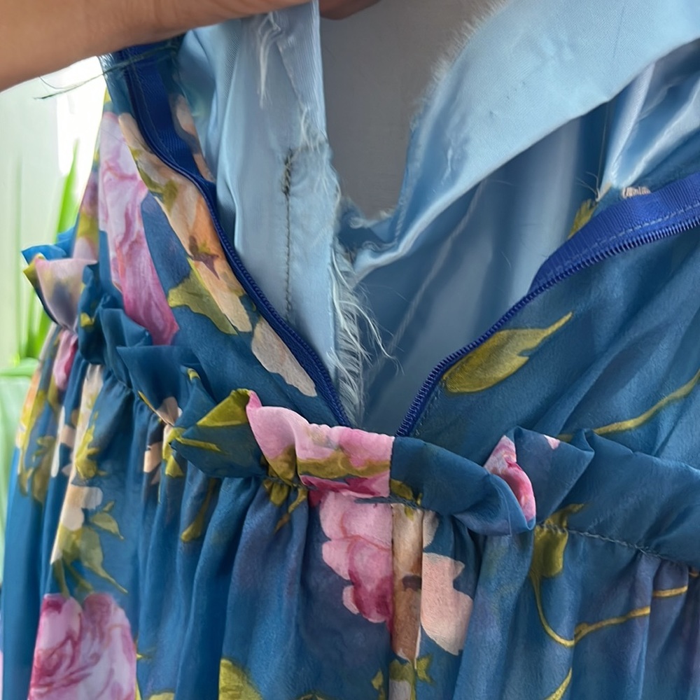 Vintage hand made chiffon maxi dress fully lined ruffle detail - Picture 16 of 16